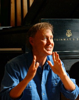 Bruce Hornsby at the piano; photo by Kathy Keeney